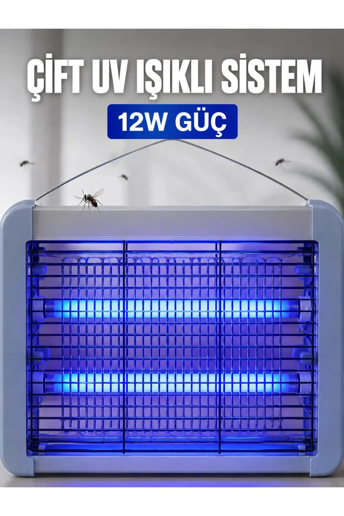 Elektrikli Sinek ve Sivrisinek Öldürücü 12W Çift UV Işıklı Böcek Lambası