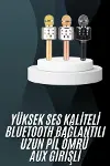 Karaoke Mikrofon Bluetooth Bağlantılı Aux Girişli Uzun Pil Ömrü Yüksek Ses Kaliteli-2