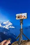 Selfie Çubuğu Tripod Kumandalı Telefon Tutucu Siyah-2