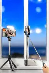 Selfie Çubuğu Tripod Kumandalı Telefon Tutucu Siyah-4