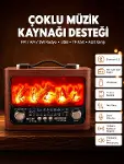 Solar Panelli Alev Işıklı Bluetooth Hoparlör – Çoklu Giriş, Uzun Pil Ömrü-1