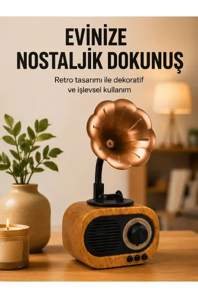 Retro Tasarımlı Mini Bluetooth Hoparlör ve FM Radyo Çoklu Medya Yeni Nesil