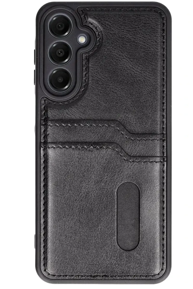 Samsung Galaxy S24 FE Kılıf Sara Kartvizitli Deri Kılıf - Siyah