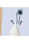 Kendiliğinden Yapışkanlı Siyah Paslanmaz Metal Bornoz ve Havlu Askılığı-2