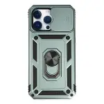 Apple İphone 14 Pro Kılıf Pars Lens Yüzüklü Silikon - Yeşil-1