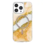 Onegif Apple İphone 15 Pro Max Lotus Simli Magsafe Kapak - Turuncu-3