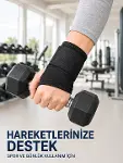 Başparmak Geçişli El Bilek Desteği Ayarlanabilir Cırtlı Bileklik Bandajı Siyah-1