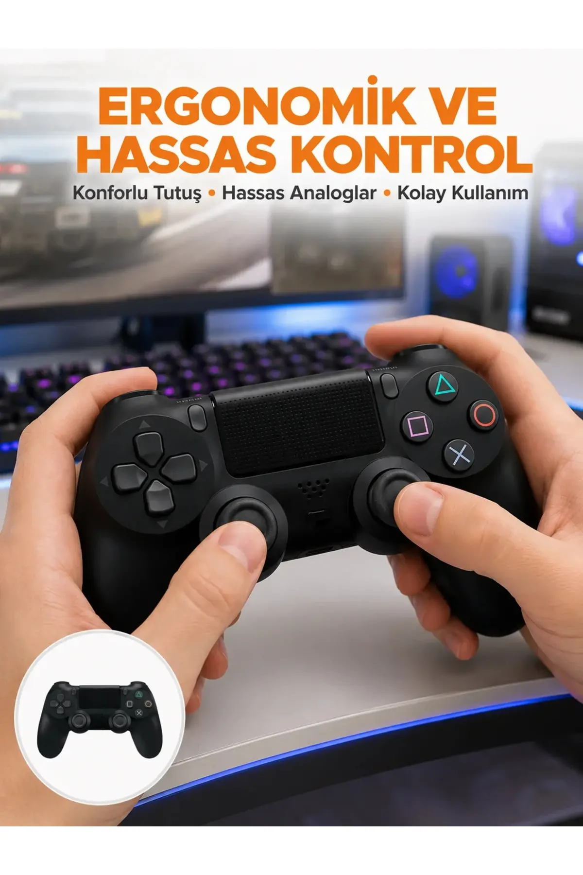 Kablosuz PS4 Oyun Kolu – Çift Titreşimli Motor, Uzun Pil Ömrü ve Hassas Kontrol Yeni Nesil