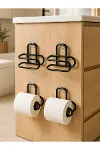 Delmeden Monte Tuvalet Kağıdı Askısı Siyah Metal Yapışkanlı Banyo Kağıtlığı 4’lü Set-2