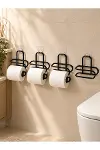 Delmeden Monte Tuvalet Kağıdı Askısı Siyah Metal Yapışkanlı Banyo Kağıtlığı 4’lü Set-3