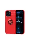 Apple iPhone 13 Pro Max Kılıf Range Yüzüklü Silikon - Kırmızı-1