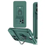 Apple İphone 15 Pro Kılıf Zuma Kartvizitli Yüzüklü Silikon - Yeşil-1
