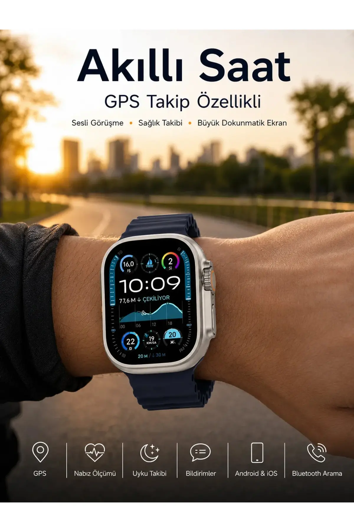 Akıllı Saat Nabız Ölçer Uyku Takibi Adımsayar Alarm ve Hatırlatıcı Çağrı Cevaplama Yeni Nesil