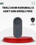 Akım Korumalı USB’li Priz – Güçlü 2500W, Isı ve Çocuk Koruması-1