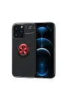 Apple iPhone 13 Pro Max Kılıf Range Yüzüklü Silikon - Siyah-Kırmızı-1