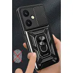 Vivo Y27 Kılıf Pars Lens Yüzüklü Silikon - Siyah-2