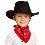 Çocuk Kovboy Şapka Siyah Kırmızı Bandana Seti-1