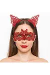 Ateş Kırmızısı Dantel Taç ve Maske Seti 10 No - Maskeli Balo & Özel Gün Seti-1