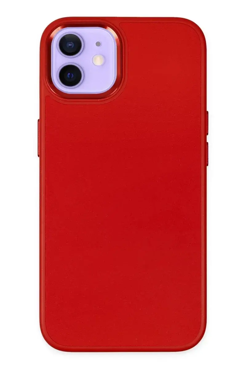 Apple iPhone 12 Kılıf Asya Deri Silikon - Kırmızı
