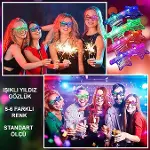 Işıklı Yıldız Gözlük Ledli Parti Gözlüğü 6 Renk 12 Adet-3