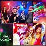 Işıklı Yıldız Gözlük Ledli Parti Gözlüğü 6 Renk 12 Adet-4