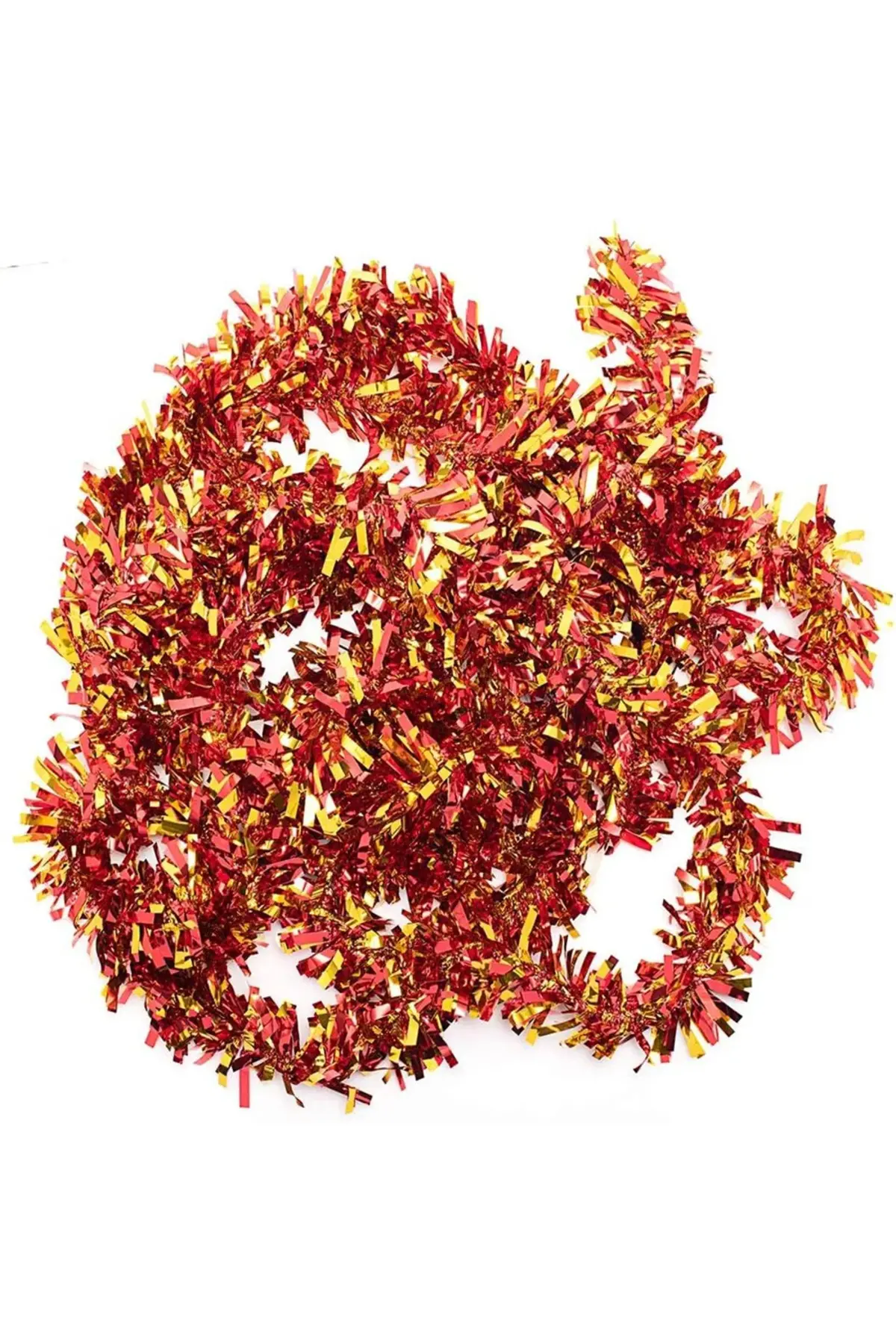 Kırmızı Altın Renk 4 cm Genişlik Garland Çift Renk Sim Süs 180 cm
