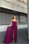 Kadın Tasarım Krep Kumaş Straplez Abiye Elbise-1