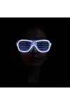 Beyaz Led Işıklı Parti Gözlüğü - Neon Glow Şerit Gözlük 3 Modlu-2