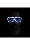 Beyaz Led Işıklı Parti Gözlüğü - Neon Glow Şerit Gözlük 3 Modlu-3