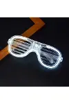 Beyaz Led Işıklı Parti Gözlüğü - Neon Glow Şerit Gözlük 3 Modlu-4