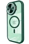 Apple iPhone 14 Pro Max Kılıf Teleskop Lens Magsafe Silikon Kapak - Koyu Yeşil-1