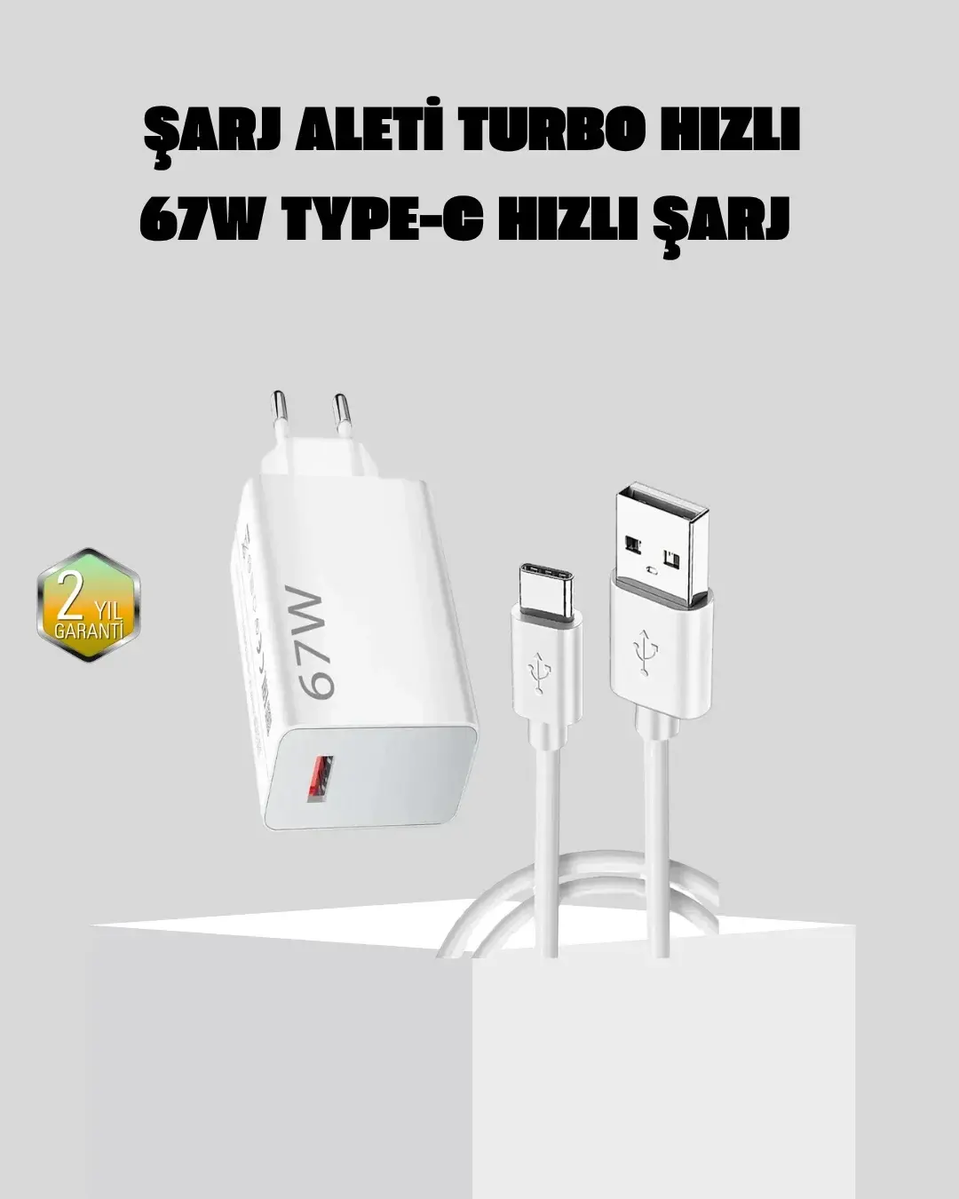 67W Süper Hızlı Şarj Adaptörü ve Kablo Seti – Güvenli, Kompakt ve Ergonok Tasarım