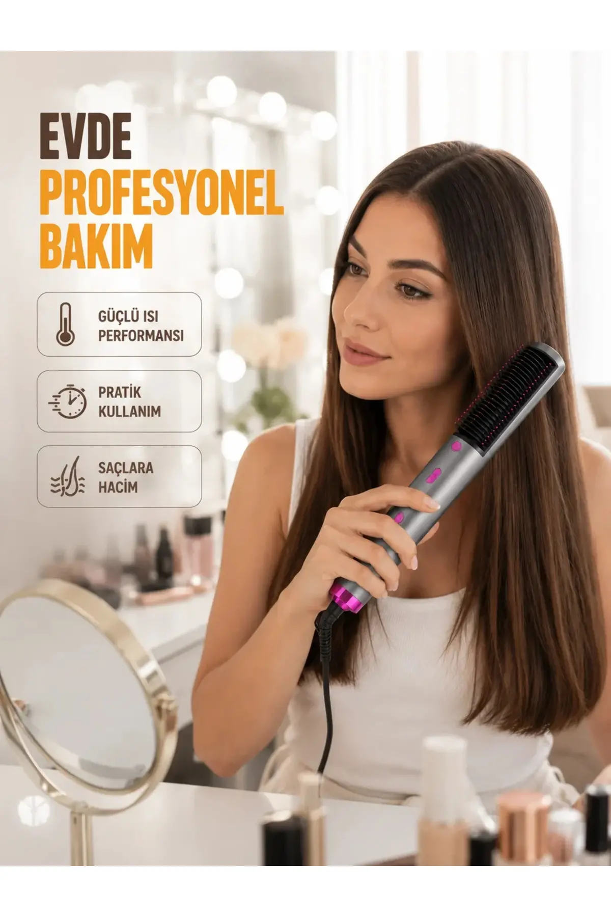 Ergonok Tasarımlı Hafif ve Taşınabilir Sıcak Hava Fırçası