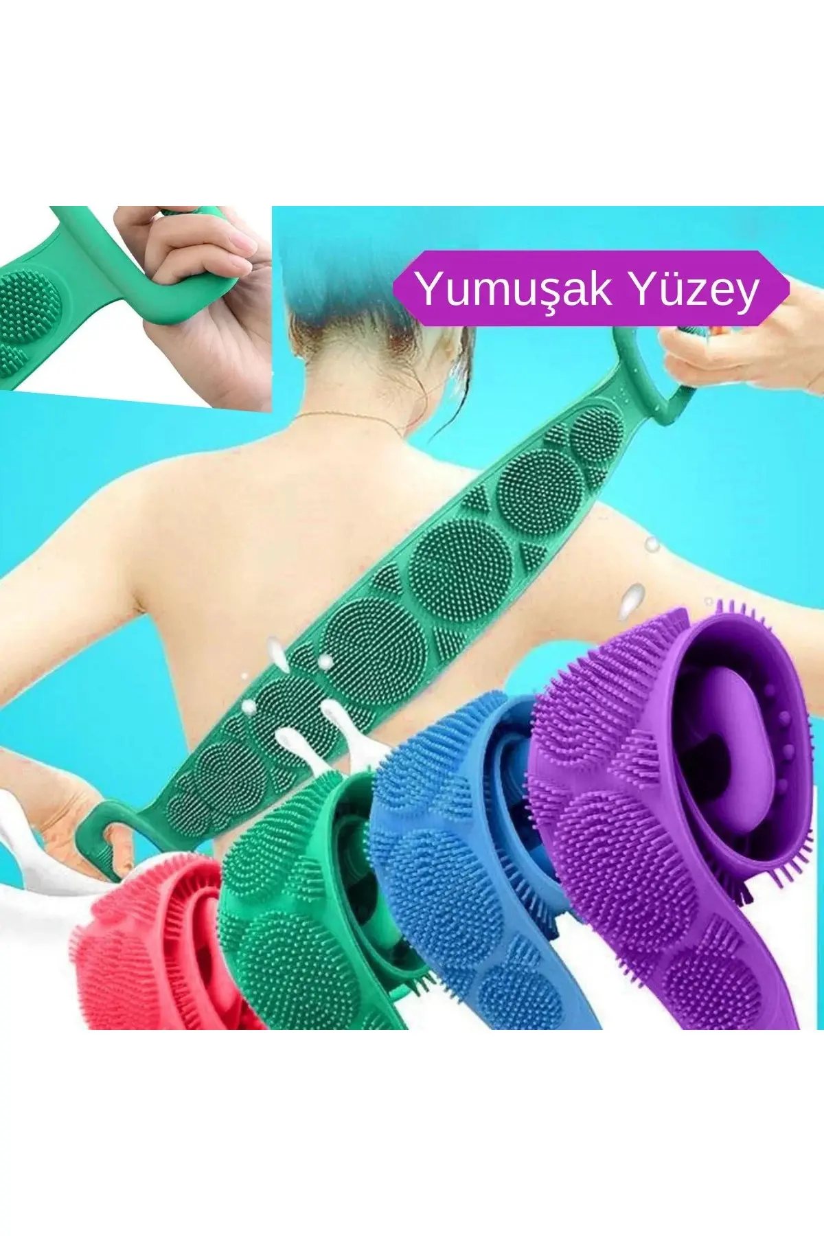 Çift Taraflı Banyo Hamam Lifi Silikon Masajlı Yumuşak Duş Lifi Uzun Ömürlü Hazır Banyo Kesesi