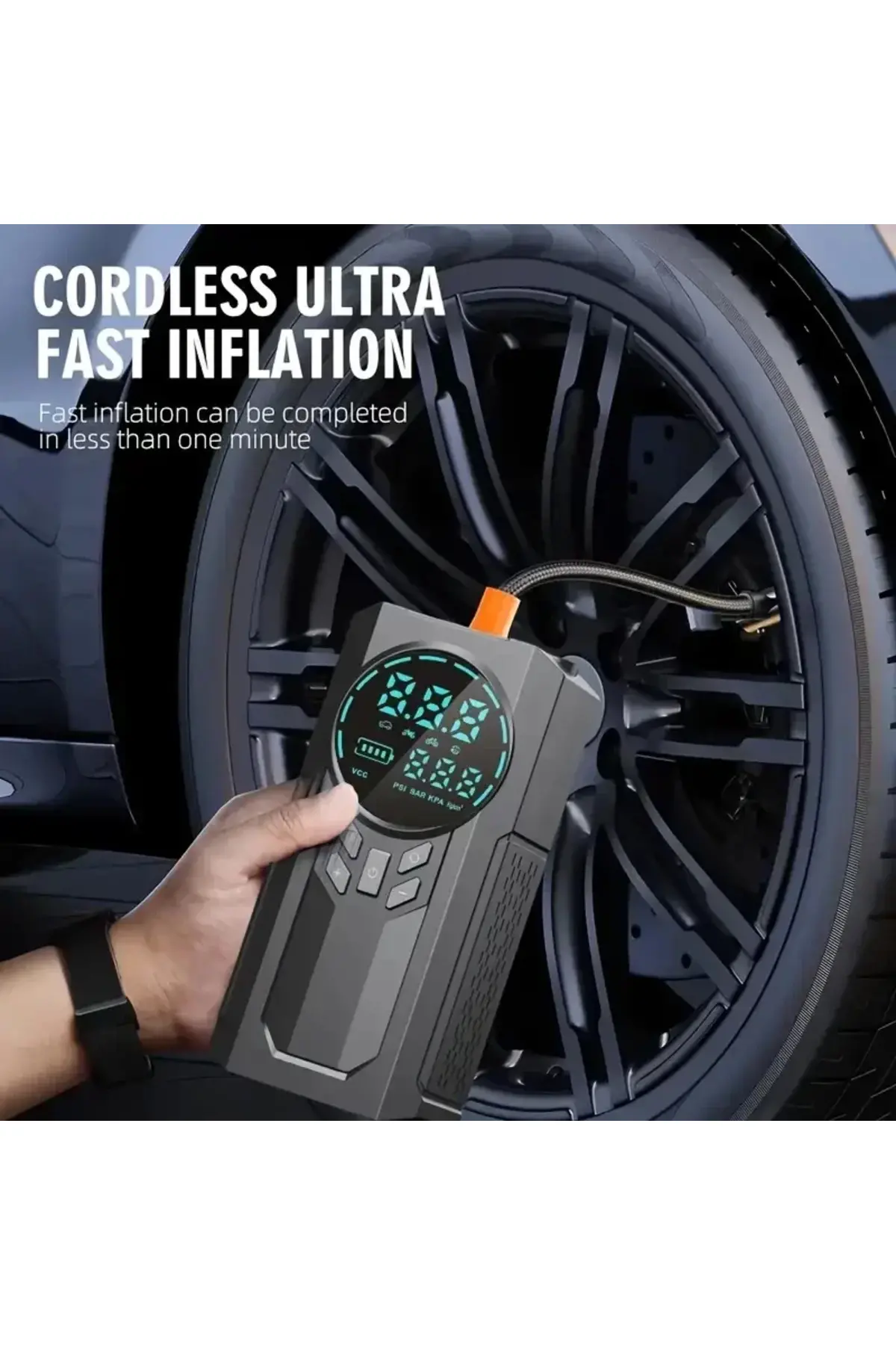 4’ü 1 Arada Lastik Şişirici – Akü Takviyesi – Powerbank – Led Işık