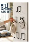 5 Adet Yapışkanlı Askı Çok Amaçlı Mutfak Banyo Düzenleyici Askılık-1