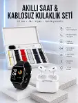 7 Kordonlu Akıllı Saat Ve Yeni Nesil Kulaklık Dokunmatik Ekran Android ve İOS Uyumlu-1