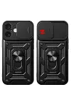 Apple iPhone 16 Kılıf Pars Lens Yüzüklü Silikon - Kırmızı-2