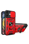 Apple iPhone 16 Kılıf Pars Lens Yüzüklü Silikon - Kırmızı-1