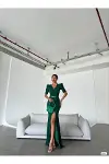 Kadın Trend Tasarım Mezuniyet Elbisesi Kruvaze Uzun Kol Abiye Elbise-2