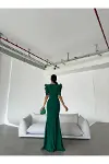 Kadın Trend Tasarım Mezuniyet Elbisesi Kruvaze Uzun Kol Abiye Elbise-4