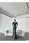 Kadın Trend Tasarım Mezuniyet Elbisesi Kruvaze Uzun Kol Abiye Elbise-1