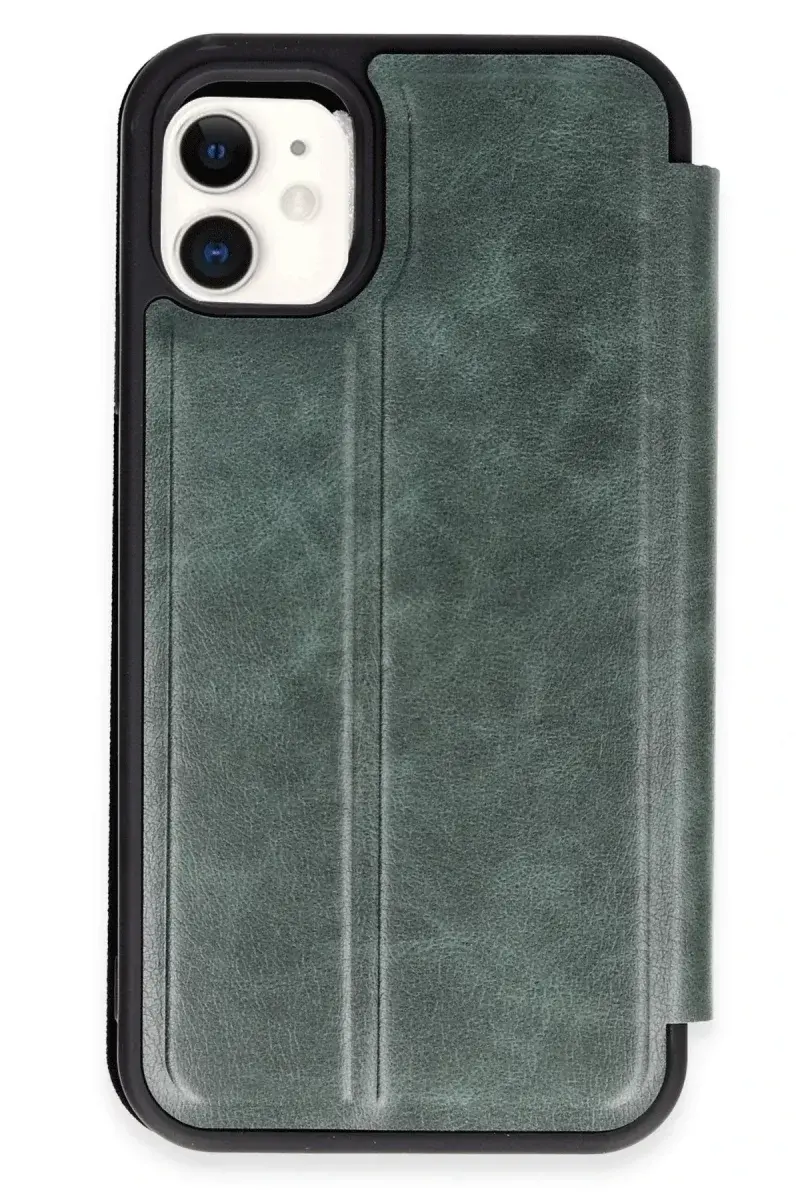Apple iPhone 11 Kılıf Flip Cover - Koyu Yeşil
