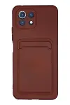 Xiao Mİ 11 Lite Kılıf Kelvin Kartvizitli Silikon - Bordo-1