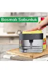 İkisi Bir Arada Basmalı Pratik Sıvı Sabunluk Pompası ve Bulaşık Yıkama Süngeri Haznesi-5
