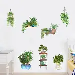 Saksılı Çiçek Tasarımlı Yapışkanlı Sticker-4