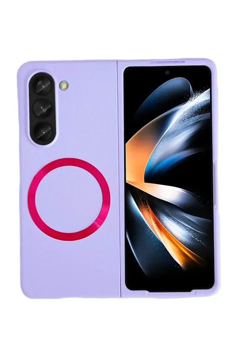 Samsung Galaxy Z Fold 5 Kılıf Mata Fold Kapak - Lila