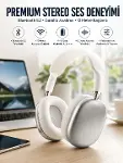 P9 Plus Kablosuz Kulak Üstü Bluetooth Kulaklık Beyaz Yüksek Ses Kaliteli-1
