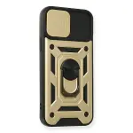 Apple İphone 12 Pro Kılıf Pars Lens Yüzüklü Silikon - Gold-2