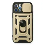Apple İphone 12 Pro Kılıf Pars Lens Yüzüklü Silikon - Gold-1